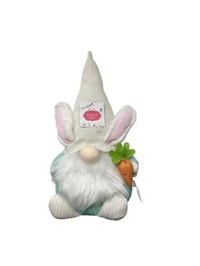 Cottontail Lane Easter Bunny Gnome Chubby Carrot Plush Decor 12in Spring Rabbit